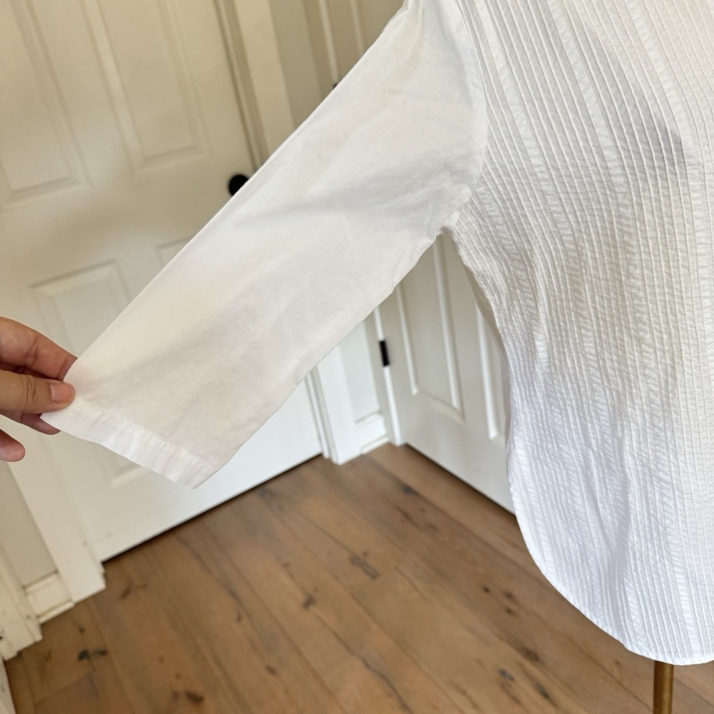 Vintage Y2k Women's‎ 100% Cotton Solid White Blouse Boho Peasant Cottage Core - Picture 6 of 10